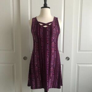 NWT Mudd Tank Dress Purple Boho Stripe Sleeveless Soft L